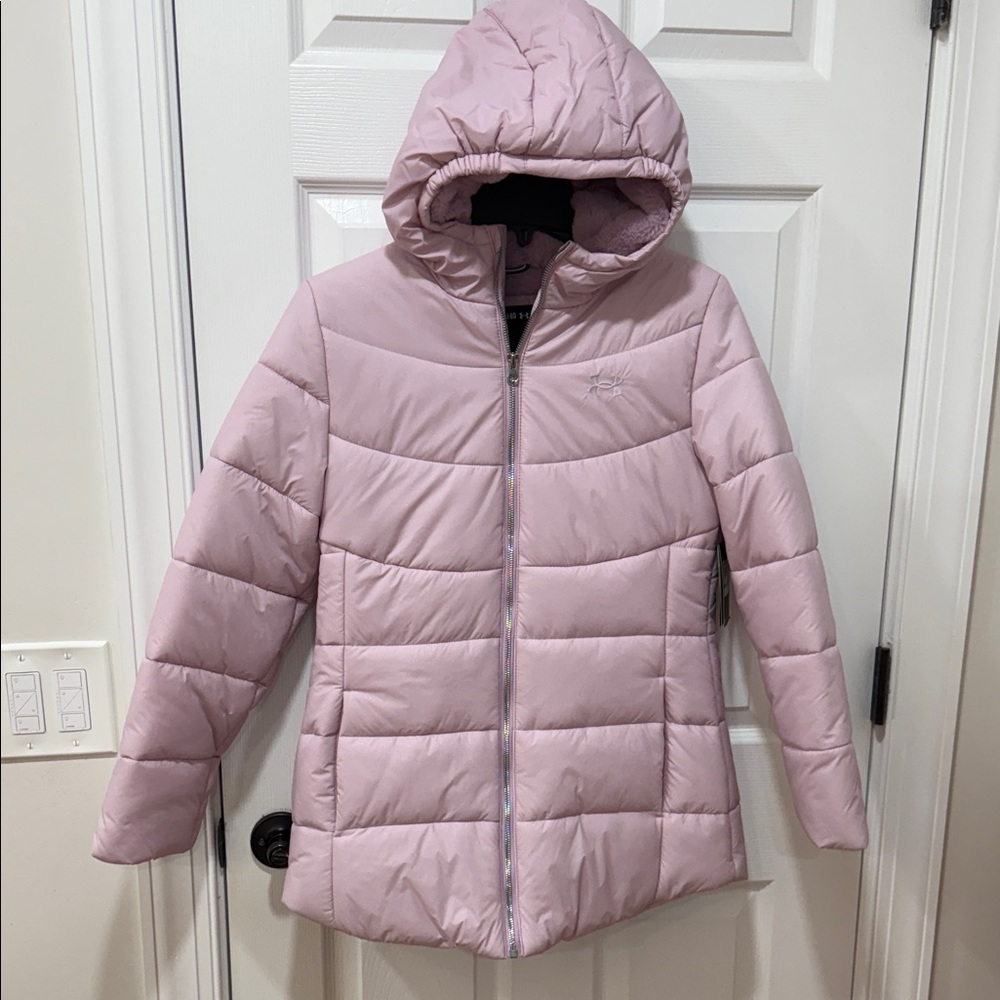 NWT Under Armour Light Pink/Lilac Kids Hooded Puffer Jacket
